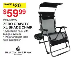 Dunham's Sports BLACK SIERRA ZERO GRAVITY XL SHADE CHAIR offer