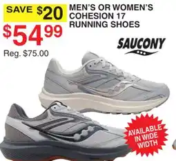 Dunham's Sports SAUCONY MEN'S OR WOMEN'S COHESION 17 RUNNING SHOES offer