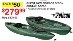 Dunham's Sports PELICAN QUEST 100X SIT-IN OR SIT-ON ANGLER KAYAK offer