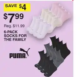 Dunham's Sports PUMA 6-PACK SOCKS FOR THE FAMILY offer