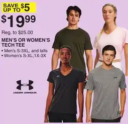 Dunham's Sports UNDER ARMOUR MEN'S OR WOMEN'S TECH TEE offer