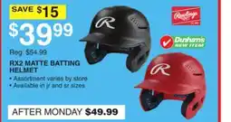 Dunham's Sports RAWLINGS RX2 MATTE BATTING HELMET offer