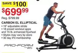 Dunham's Sports PRO-FORM CARBON EL ELLIPTICAL offer