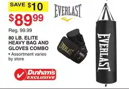 Dunham's Sports EVERLAST 80 LB. ELITE HEAVY BAG AND GLOVES COMBO offer