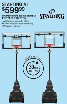 Dunham's Sports SPALDING MOMENTOUS EZ ASSEMBLY PORTABLE SYSTEM offer