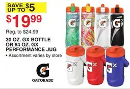 Dunham's Sports GATORADE 30 OZ. GX BOTTLE OR 64 OZ. GX PERFORMANCE JUG offer