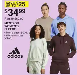 Dunham's Sports ADIDAS MEN'S OR WOMEN'S FLEECE offer