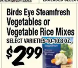 Western Beef Birds Eye Steamfresh Vegetables or Vegetable Rice Mixes offer