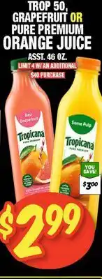 Western Beef TROP 50, GRAPEFRUIT OR PURE PREMIUM ORANGE JUICE offer