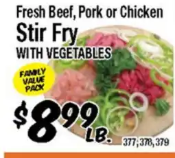Western Beef Fresh Beef, Pork or Chicken Stir Fry WITH VEGETABLES offer