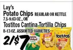 Western Beef Lay's Potato Chips OR Tostitos Cantina Tortilla Chips offer