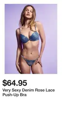 Victoria's Secret Very Sexy Denim Rose Lace Push-Up Bra offer