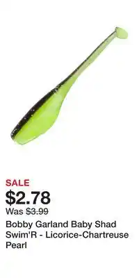 Cabela's Bobby Garland Baby Shad Swim'R - Licorice-Chartreuse Pearl offer