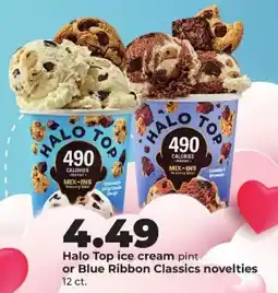 Hy-Vee Halo Top ice cream or Blue Ribbon Classics novelties offer