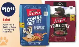 Family Dollar Alpo Come & Get It! or Prime Cuts Dry Dog Food offer