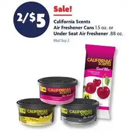 Family Dollar California Scents Air Freshener Cans 1.5 oz. or Under Seat Air Freshener .88 oz offer
