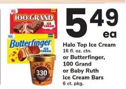 Safeway Halo Top Ice Cream or Butterfinger, 100 Grand or Baby Ruth Ice Cream Bars offer