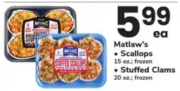 Safeway Matlaw's Scallops or Stuffed Clams offer
