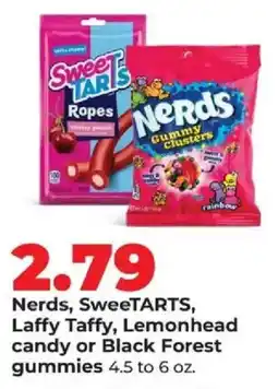 Hy-Vee Nerds, SweeTARTS, Laffy Taffy, Lemonhead candy or Black Forest gummies offer