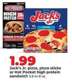 Hy-Vee Jack's Jr. pizza, pizza sticks or Hot Pocket high protein sandwich offer
