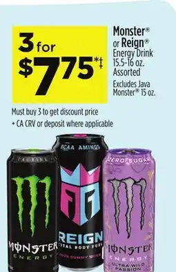 Dollar General Monster or Reign Energy Drink offer