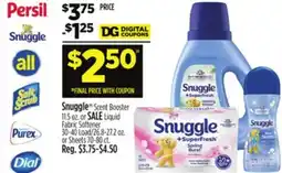 Dollar General Snuggle Scent Booster or Liquid Fabric Softener or Sheets offer