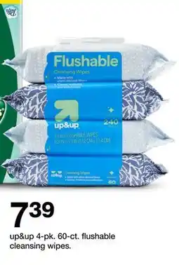 Target up & up 4 - pk. 60 - ct. flushable cleansing wipes offer