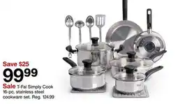 Target T-Fal Simply Cook 16-pc. stainless steel cookware set offer