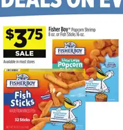 Dollar General Fisher Boy Popcorn Shrimp 8 oz. or Fish Sticks 16 oz offer