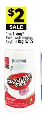Dollar General True Living Paper Towels Essentials Single roll offer