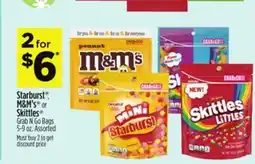 Dollar General Starburst , M & M' s or Skittles Grab N Go Bags offer