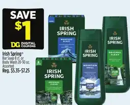 Dollar General Irish Spring Bar Soap or Body Wash offer