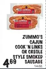 Foodarama Zummo's cajun cook 'n links or creole style smoked sausage offer