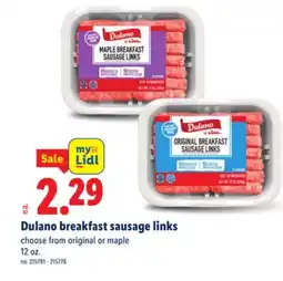 Lidl Dulano breakfast sausage links offer