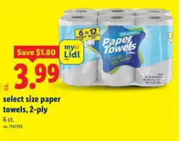 Lidl select size paper towels, 2-ply offer