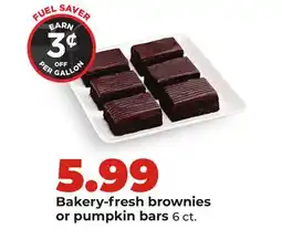Hy-Vee Bakery-fresh brownies or pumpkin bars offer