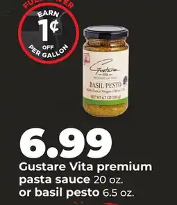 Hy-Vee Gustare Vita premium pasta sauce 20 oz. or basil pesto 6.5 oz offer