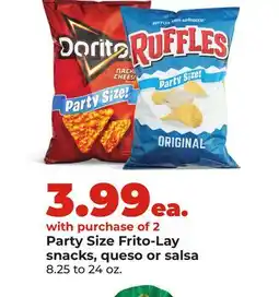 Hy-Vee Party Size Frito-Lay snacks, queso or salsa offer