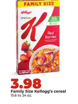 Hy-Vee Family Size Kellogg's cereal offer