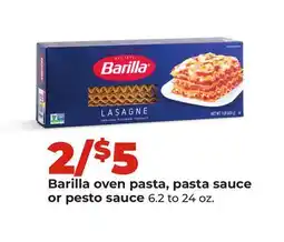 Hy-Vee Barilla oven pasta, pasta sauce or pesto sauce offer