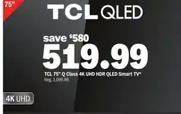 Meijer TCL 75 Q Class 4K UHD HDR QLED Smart TV offer