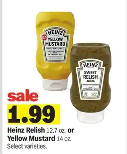 Meijer Heinz Relish 12.7 oz. or Yellow Mustard 14 oz offer