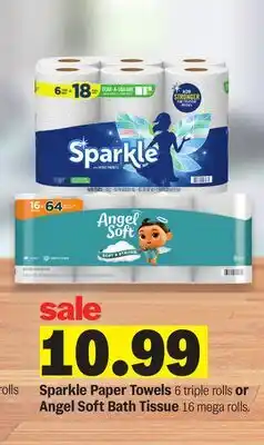 Meijer Sparkle Paper Towels 6 triple rolls or Angel Soft Bath Tissue 16 mega rolls offer