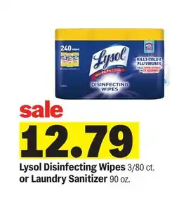 Meijer Lysol Disinfecting Wipes 3/80 ct. or Laundry Sanitizer 90 oz offer