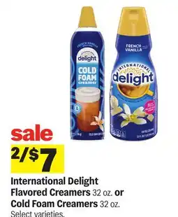 Meijer International Delight Flavored Creamers 32 oz. or Cold Foam Creamers 32 oz offer