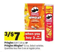 Meijer Pringles 6.84-7.16 oz. or Pringles Mingles 5.5 oz offer
