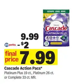 Meijer Cascade Action Pacs* Platinum Plus 19 ct., Platinum 26 ct. or Complete 33 ct offer