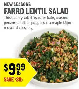 New Seasons Market Farro lentil salad offer