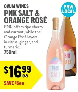 New Seasons Market Ovum wines pnk salt & orange rosé offer