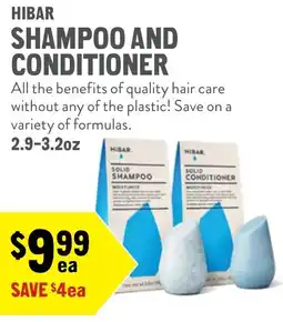New Seasons Market Hibar shampoo and conditioner offer